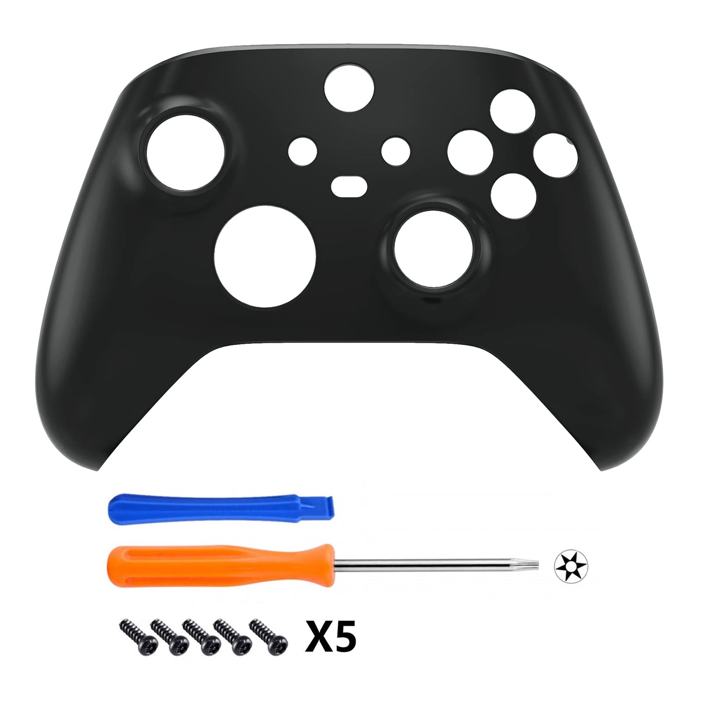 eXtremeRate Replacement Faceplate for Xbox Series X & S - Personalize Your Control - Solid Black Custom Front Housing Shell for Xbox Core Wireless Controller [NOT Included]