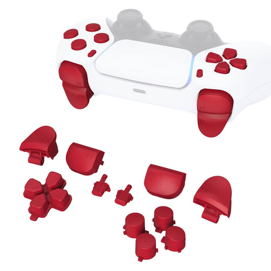 eXtremeRate Replacement D-pad R1 L1 R2 L2 Triggers Share Options Face Buttons, Passion Red Full Set Buttons Compatible with ps5 Controller BDM-010 & BDM-020