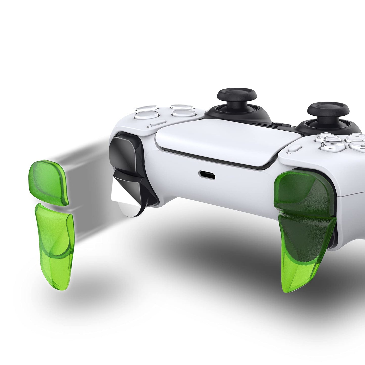 PlayVital Blade 2 Pairs Shoulder Buttons Extension Triggers for ps5 Controller, Game Improvement Adjusters for PS Portal Remote Player, Bumper Trigger Extenders for ps5 Edge Controller - Clear Green