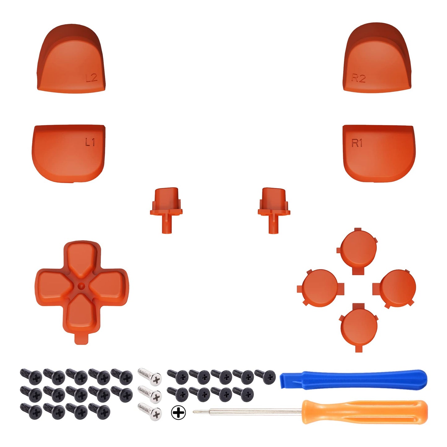 eXtremeRate Replacement D-pad R1 L1 R2 L2 Triggers Share Options Face Buttons, Orange Full Set Buttons Compatible with ps5 Controller BDM-010 & BDM-020