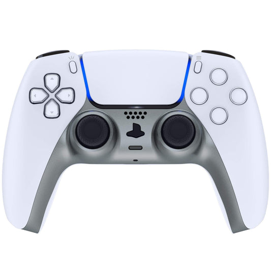 eXtremeRate Metallic Steel Gray Decorative Trim Shell Compatible with p s 5 Controller, DIY Replacement Clip Shell, Custom Plates Cover Compatible with p s 5 Controller with Accent Rings