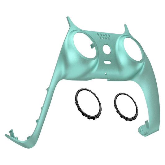 eXtremeRate Metallic Vista Green Decorative Trim Shell Compatible with p s 5 Controller, DIY Replacement Clip Shell, Custom Plates Cover Compatible with p s 5 Controller with Accent Rings