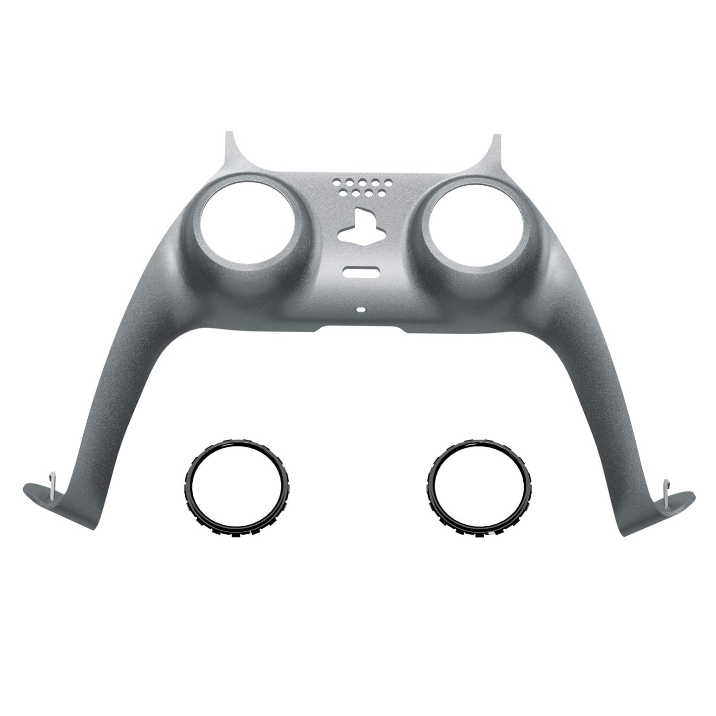 eXtremeRate Metallic Steel Gray Decorative Trim Shell Compatible with p s 5 Controller, DIY Replacement Clip Shell, Custom Plates Cover Compatible with p s 5 Controller with Accent Rings