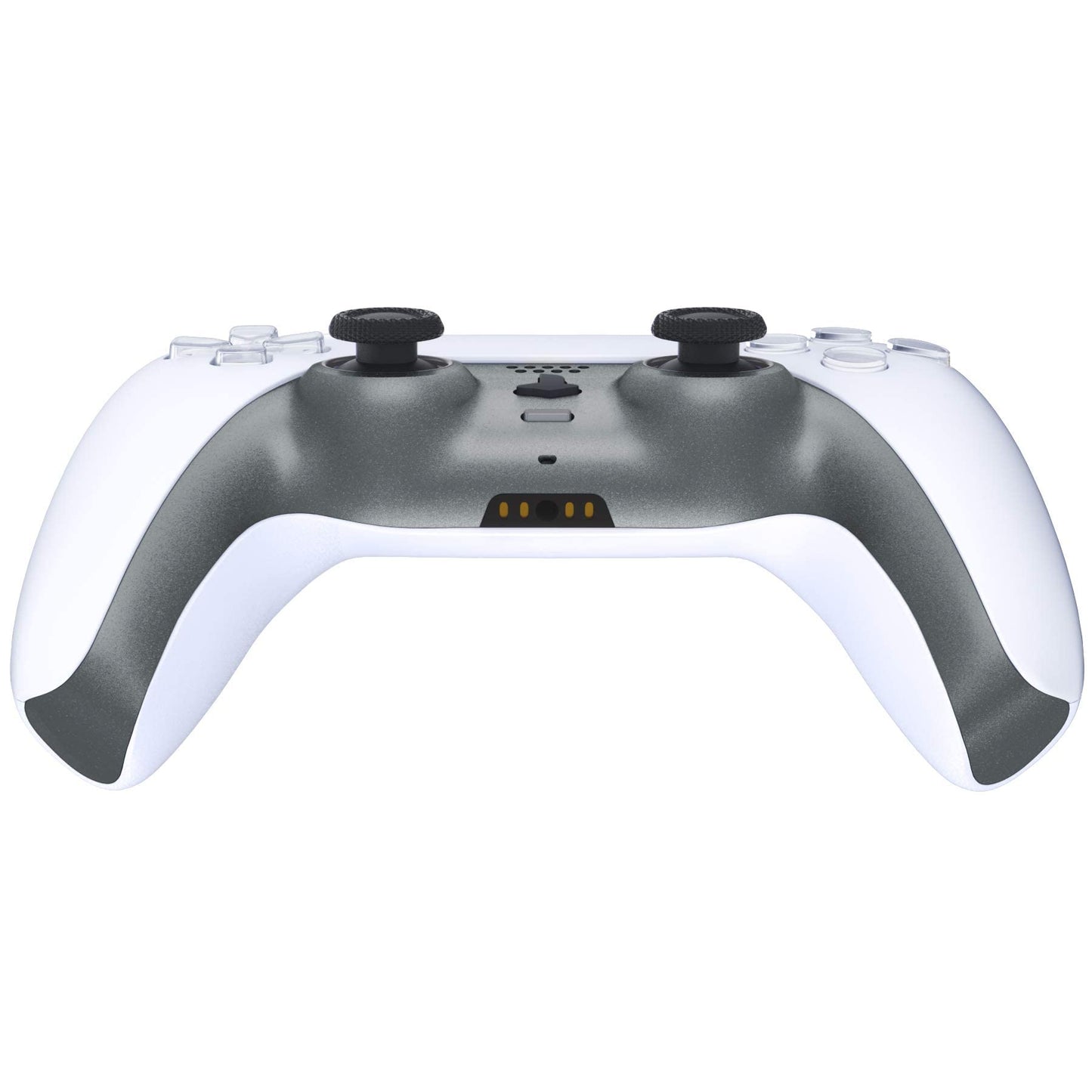 eXtremeRate Metallic Steel Gray Decorative Trim Shell Compatible with p s 5 Controller, DIY Replacement Clip Shell, Custom Plates Cover Compatible with p s 5 Controller with Accent Rings