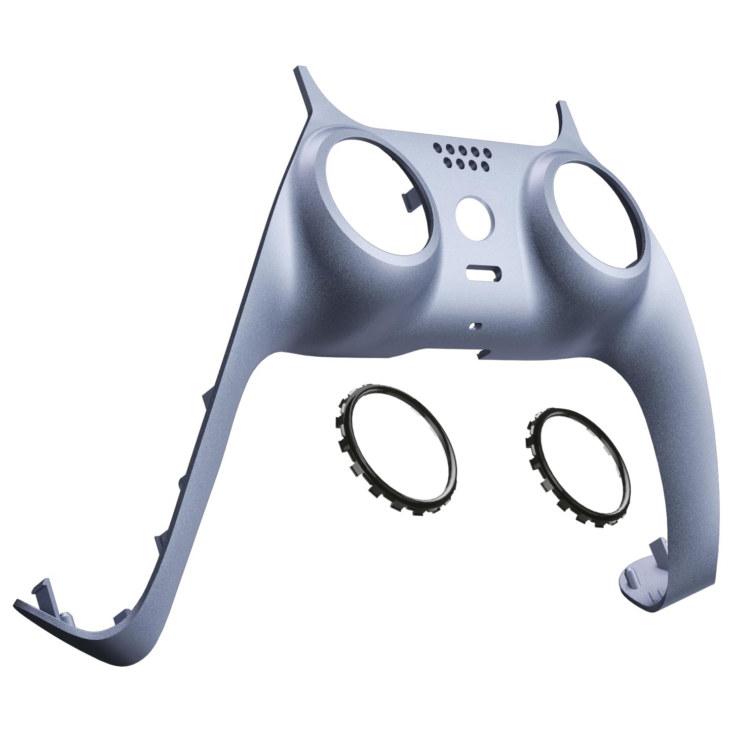 eXtremeRate Sterling Silver Decorative Trim Shell Compatible with P S 5 Controller DIY Replacement Clip Shell, Custom Plates Cover Compatible with P S 5 Controller with Accent Rings