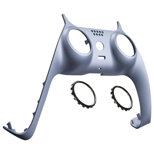 eXtremeRate Sterling Silver Decorative Trim Shell Compatible with P S 5 Controller DIY Replacement Clip Shell, Custom Plates Cover Compatible with P S 5 Controller with Accent Rings