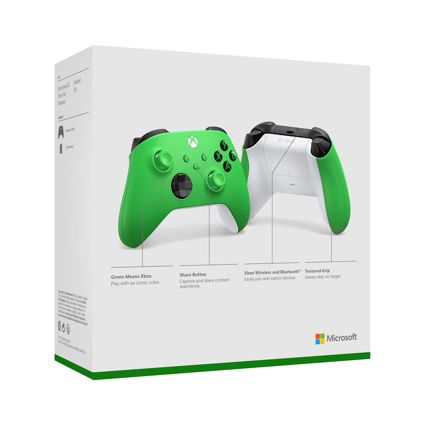 Xbox Core Wireless Gaming Controller – Velocity Green Series X|S, One, Windows PC, Android, and iOS