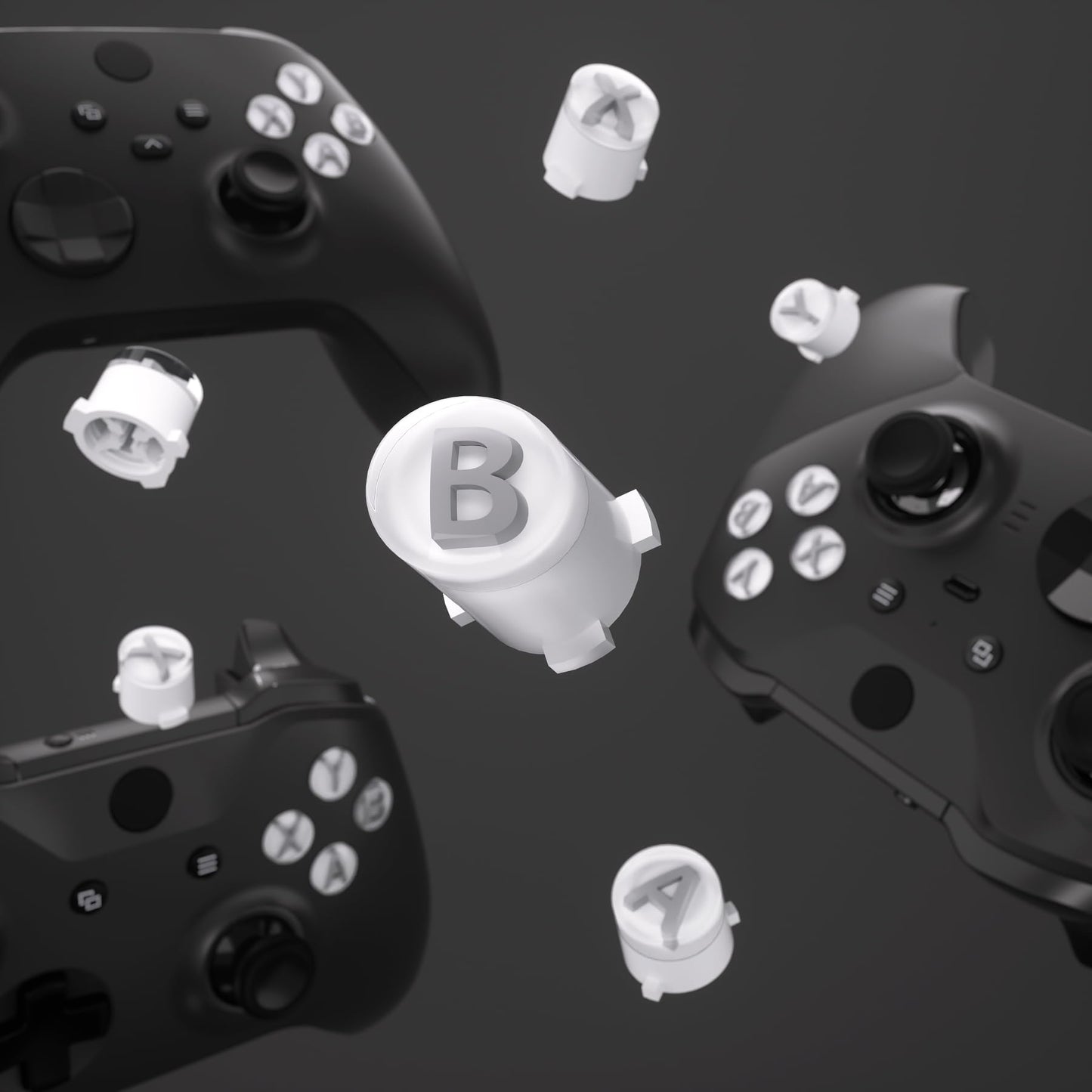 eXtremeRate ABXY Buttons for Xbox Series X & S Controller, Three-Tone Black & Clear with New Hope Gray Classic Symbols Custom Action Buttons for Xbox One S/X, Elite Series 2 & 1 Wireless Controller