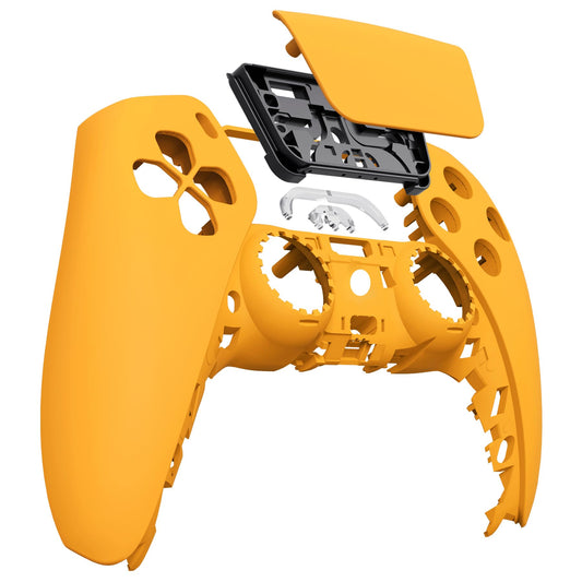 eXtremeRate Caution Yellow Soft Touch Touchpad Front Top Shell Compatible with p s 5 Controller BDM-010 020 030 040 050, DIY Replacement Shell Custom Touch Pad Cover Compatible with p s 5 Controller