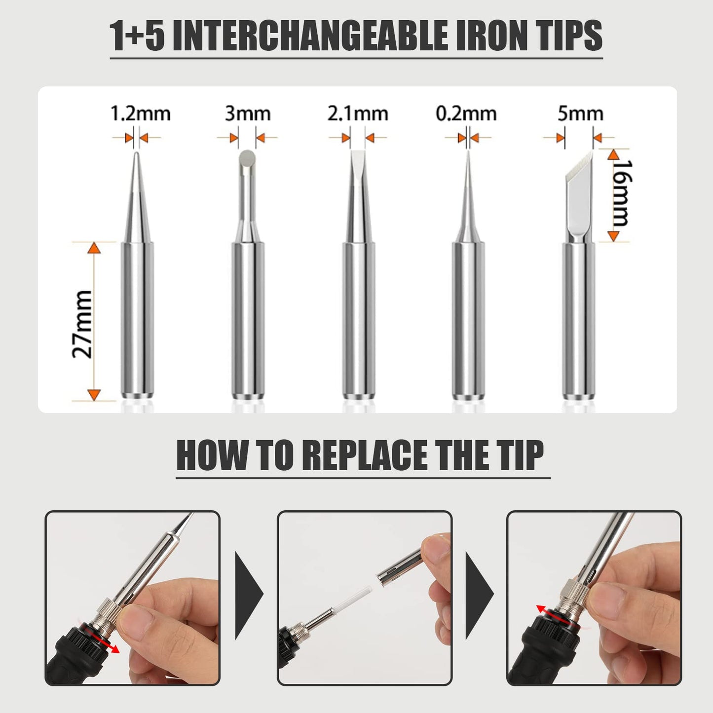 Soldering Iron Kit, 60W Soldering Iron with 5pc Interchangeable Tips, 10-in-1 Adjustable Temperature Solder Welding Tools, Fast Heating, Electronic Repair, 110V