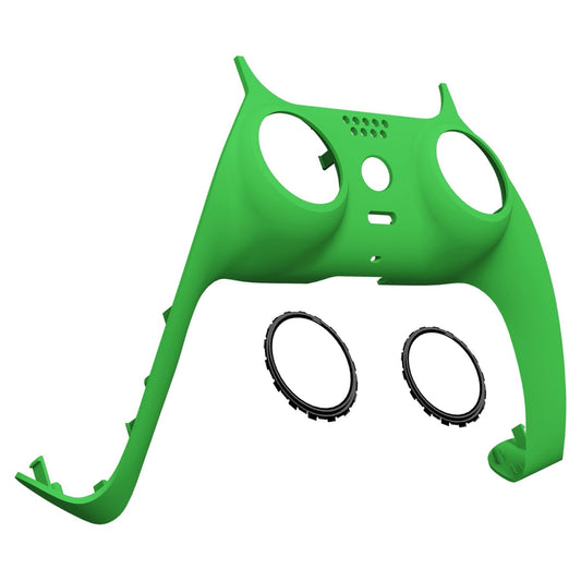 eXtremeRate Green Decorative Trim Shell Compatible with p s 5 Controller, Soft Touch DIY Replacement Clip Shell, Custom Plates Cover Compatible with p s 5 Controller with Accent Rings