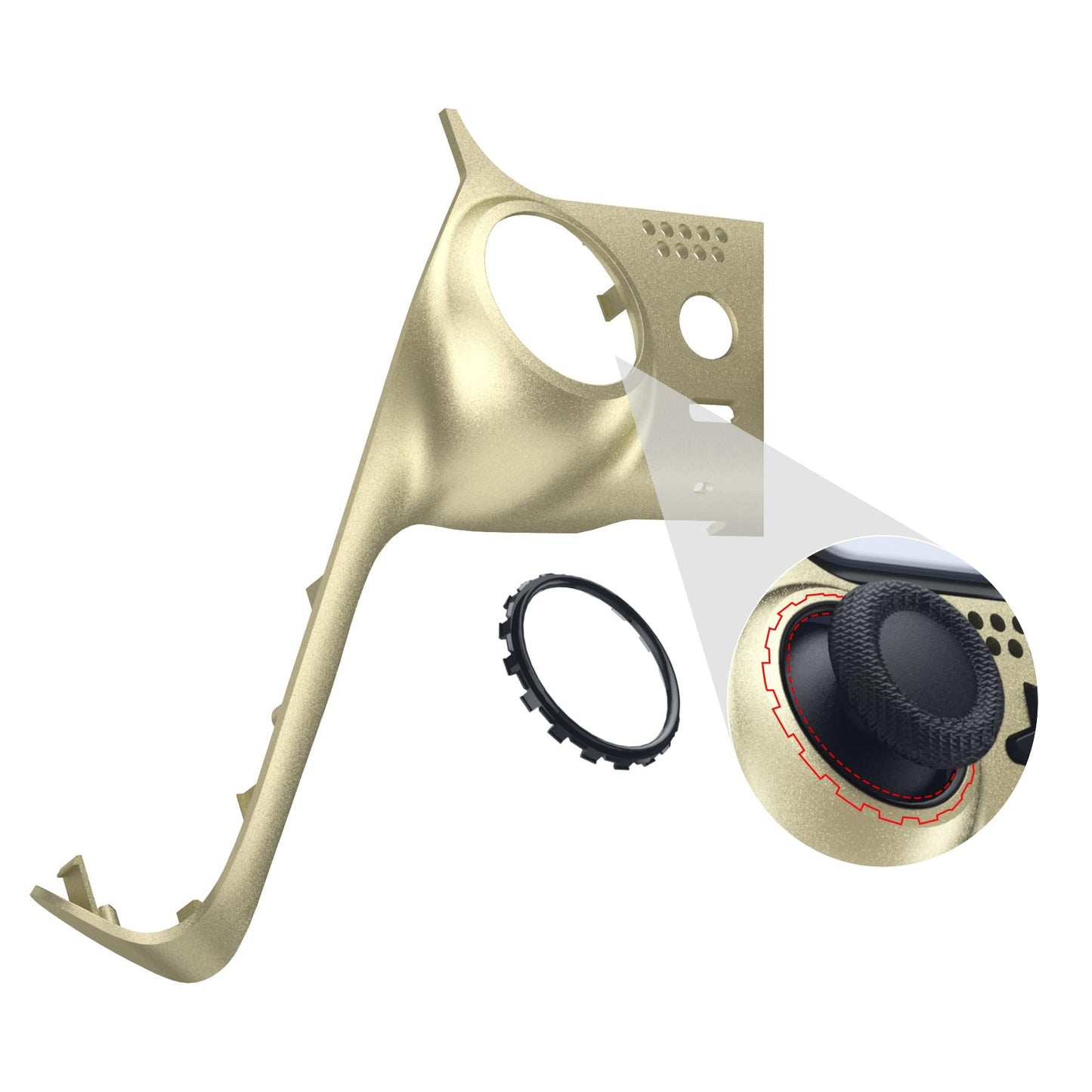 eXtremeRate Metallic Champagne Gold Decorative Trim Shell Compatible with p s 5 Controller, DIY Replacement Clip Shell, Custom Plates Cover Compatible with p s 5 Controller with Accent Rings