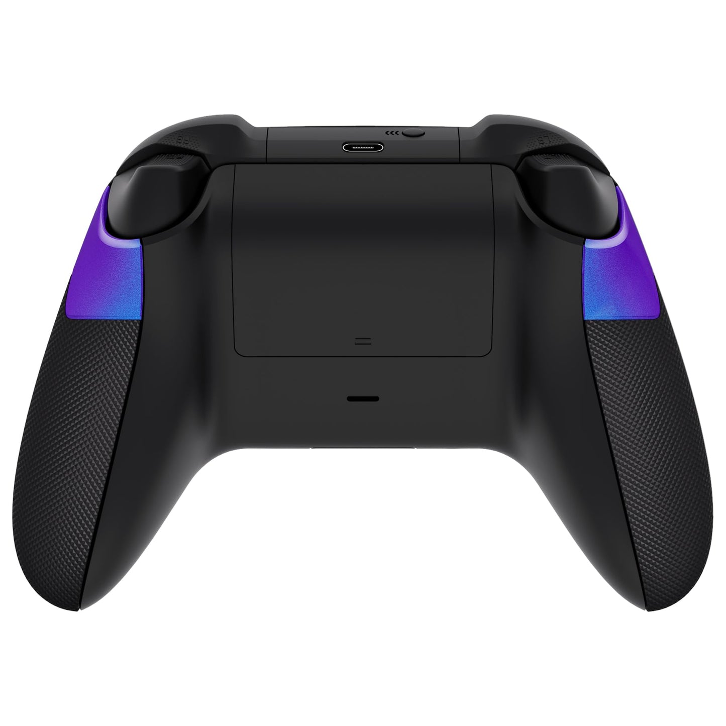 eXtremeRate Performance Rubberized Grips Replacement Back Panels for Xbox Series X|S Controller, Non-Slip Diamond Texture Side Rails Handles for Xbox Core Controller - Chameleon Purple Blue