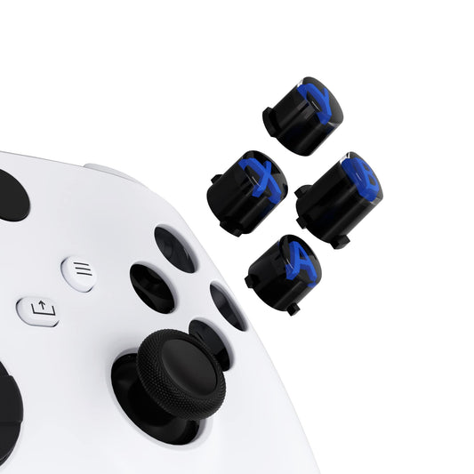 eXtremeRate ABXY Buttons for Xbox Series X & S Controller, Three-Tone Black & Clear with Blue Classic Symbols Action Keys Replacement Buttons for Xbox One S/X, Elite Series 2 & 1 Wireless Controller