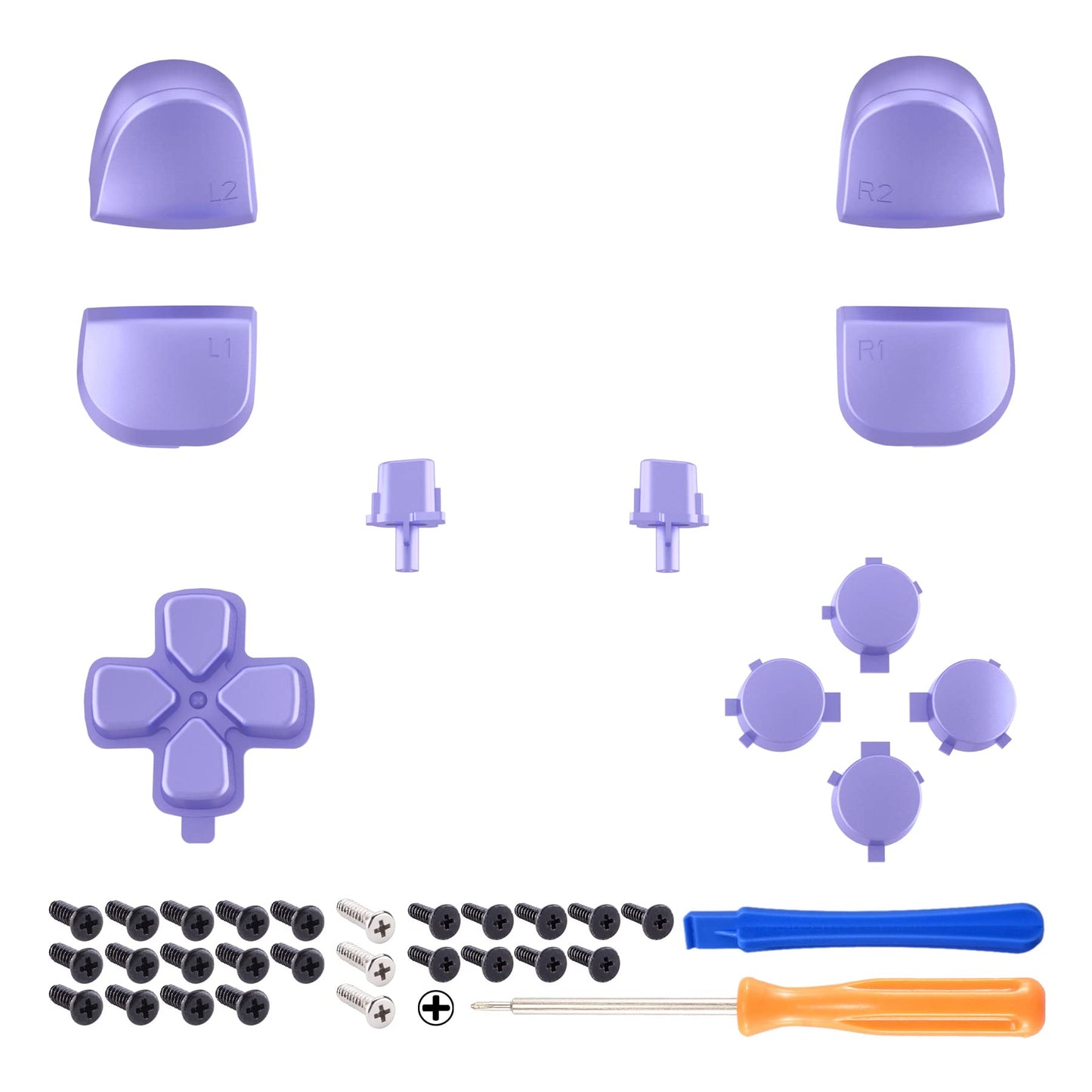 eXtremeRate Replacement D-pad R1 L1 R2 L2 Triggers Share Options Face Buttons, Metallic Snowstorm Mauve Full Set Buttons Compatible with ps5 Controller BDM-010 & BDM-020