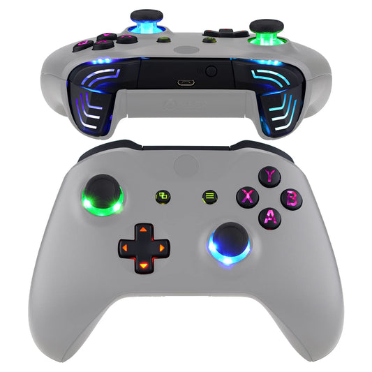 eXtremeRate Multi-Colors Luminated Dpad Thumbsticks Start Back ABXY Action Buttons, Black Classical Symbols Buttons DTFS (DTF 2.0) LED Kit for Xbox One S/X Controller - Controller NOT Included