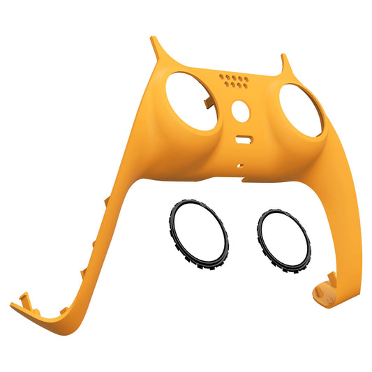 eXtremeRate Caution Yellow Decorative Trim Shell Compatible with p s 5 Controller, Soft Touch DIY Replacement Clip Shell, Custom Plates Cover Compatible with p s 5 Controller with Accent Rings