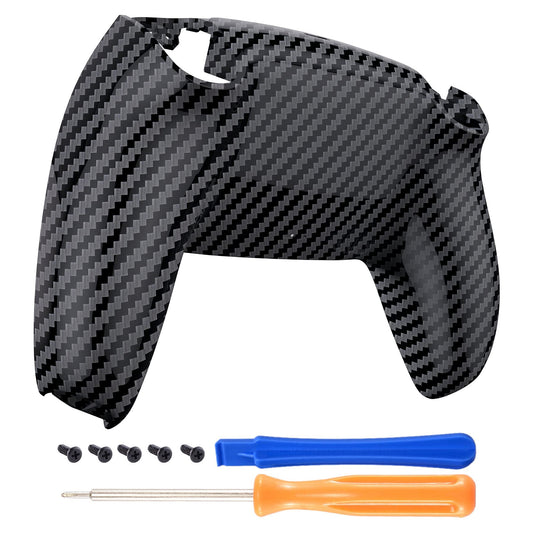 eXtremeRate Graphite Carbon Fiber Patterned Soft Touch Custom Back Plate Bottom Shell Compatible with ps5 Controller, Soft Touch Replacement Back Shell Cover Compatible with ps5 Controller