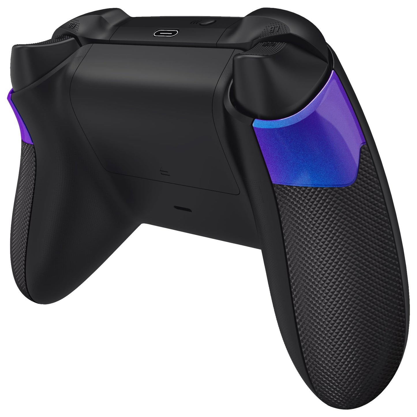 eXtremeRate Performance Rubberized Grips Replacement Back Panels for Xbox Series X|S Controller, Non-Slip Diamond Texture Side Rails Handles for Xbox Core Controller - Chameleon Purple Blue
