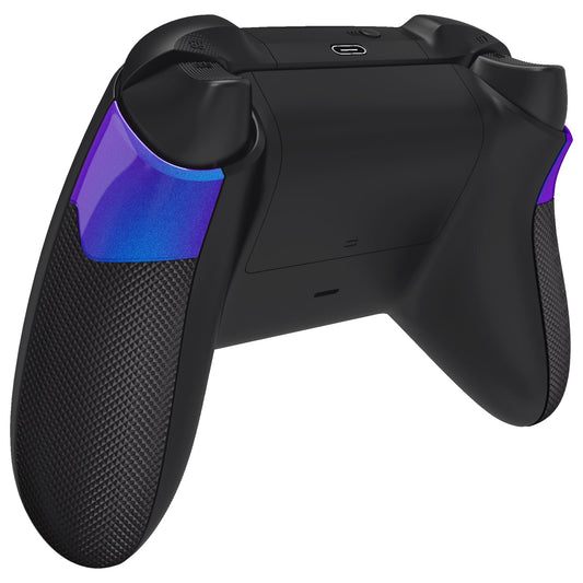 eXtremeRate Performance Rubberized Grips Replacement Back Panels for Xbox Series X|S Controller, Non-Slip Diamond Texture Side Rails Handles for Xbox Core Controller - Chameleon Purple Blue