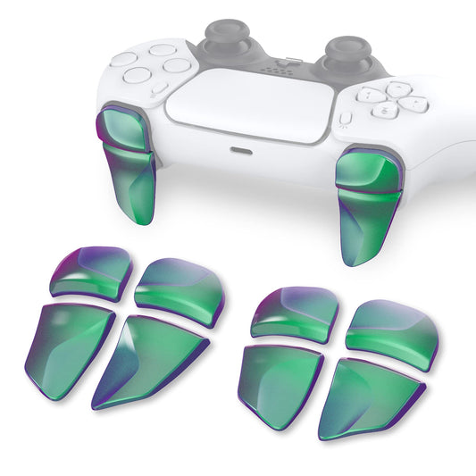 PlayVital Blade 2 Pairs Shoulder Buttons Extension Triggers for ps5 Controller, Game Improvement Adjusters for PS Portal Remote Player, Bumper Trigger Extenders for ps5 Edge - Chameleon Green Purple