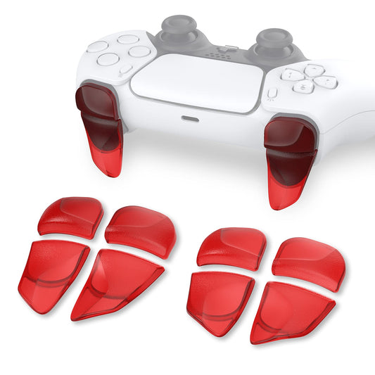 PlayVital Blade 2 Pairs Shoulder Buttons Extension Triggers for ps5 Controller, Game Improvement Adjusters for PS Portal Remote Player, Bumper Trigger Extenders for ps5 Edge Controller - Clear Red