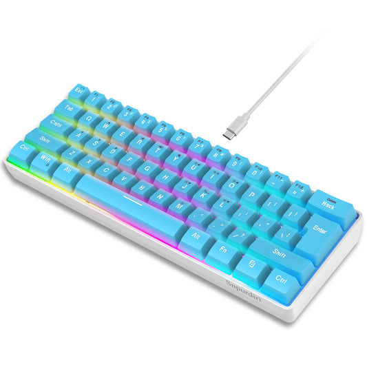 Snpurdiri 60% Wired Gaming Keyboard, Small Ultra-Compact 61 Keys RGB Backlit 60 Percent Gaming Keyboard for PC/Mac Gamer, Typist, Travel, Easy to Carry on Business Trip (Blue)