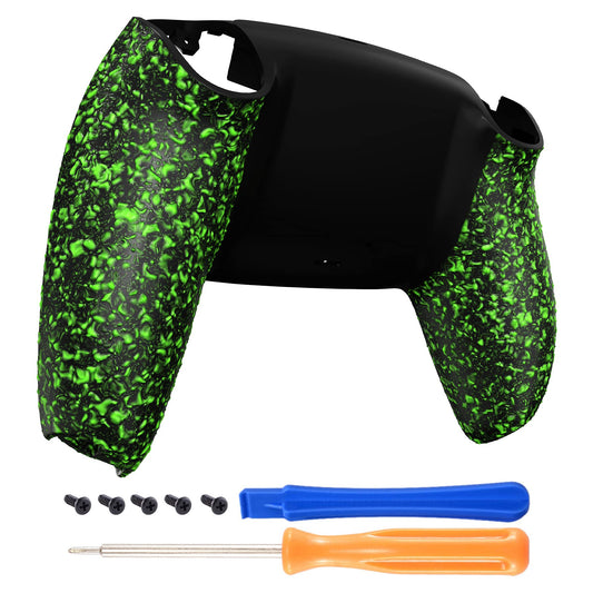 eXtremeRate Textured Green Non-Slip Custom Back Plate Bottom Shell Compatible with ps5 Controller, 3D Splashing Cover, Game Improvement Replacement Back Shell Cover Compatible with ps5 Controller
