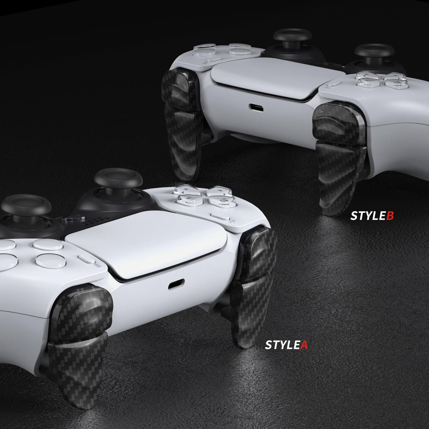 PlayVital Dune 2 Pairs Trigger Stop Shoulder Buttons Extension Kit for ps5 Controller, Stopper Bumper Trigger Extenders for PS Portal, Game Improvement Adjusters for ps5 Edge - Graphite Carbon Fiber