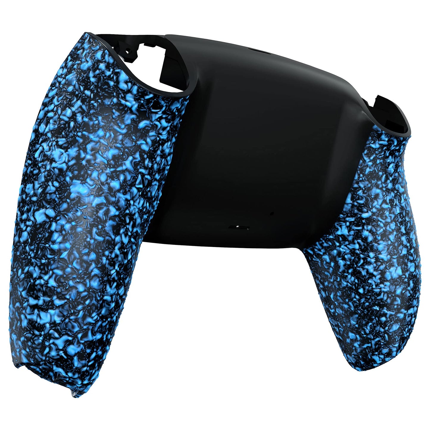 eXtremeRate Textured Blue Non-Slip Custom Back Plate Bottom Shell Compatible with ps5 Controller, 3D Splashing Cover, Game Improvement Replacement Back Shell Cover Compatible with ps5 Controller